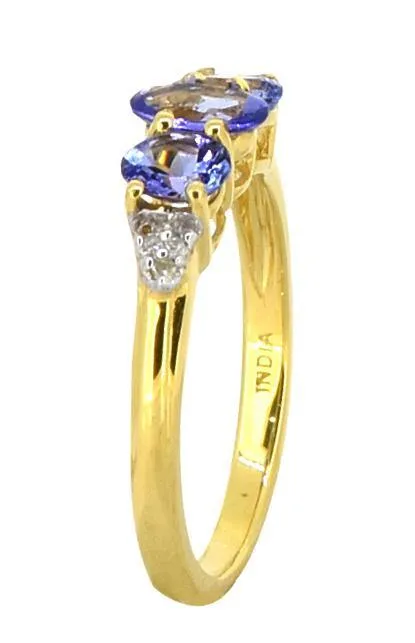 Tanzanite Solid 925 Sterling Silver Gold Plated 3 Stone Ring Jewelry YoTreasure Rings Tanzanite Solid 925 Sterling Silver Gold Plated 3 Stone Ring Jewelry YoTreasure Rings