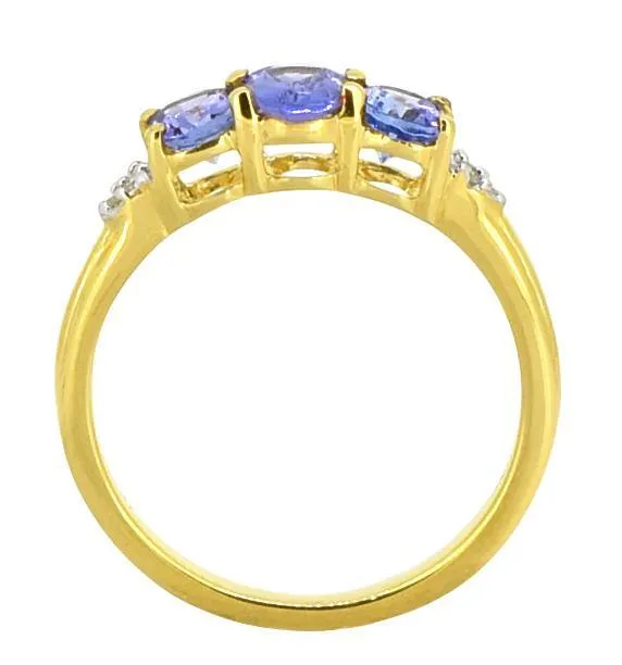 Tanzanite Solid 925 Sterling Silver Gold Plated 3 Stone Ring Jewelry YoTreasure Rings Tanzanite Solid 925 Sterling Silver Gold Plated 3 Stone Ring Jewelry YoTreasure Rings