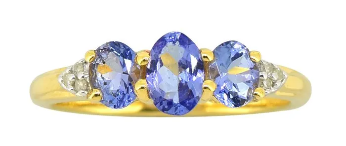 Tanzanite Solid 925 Sterling Silver Gold Plated 3 Stone Ring Jewelry YoTreasure Rings Tanzanite Solid 925 Sterling Silver Gold Plated 3 Stone Ring Jewelry YoTreasure Rings