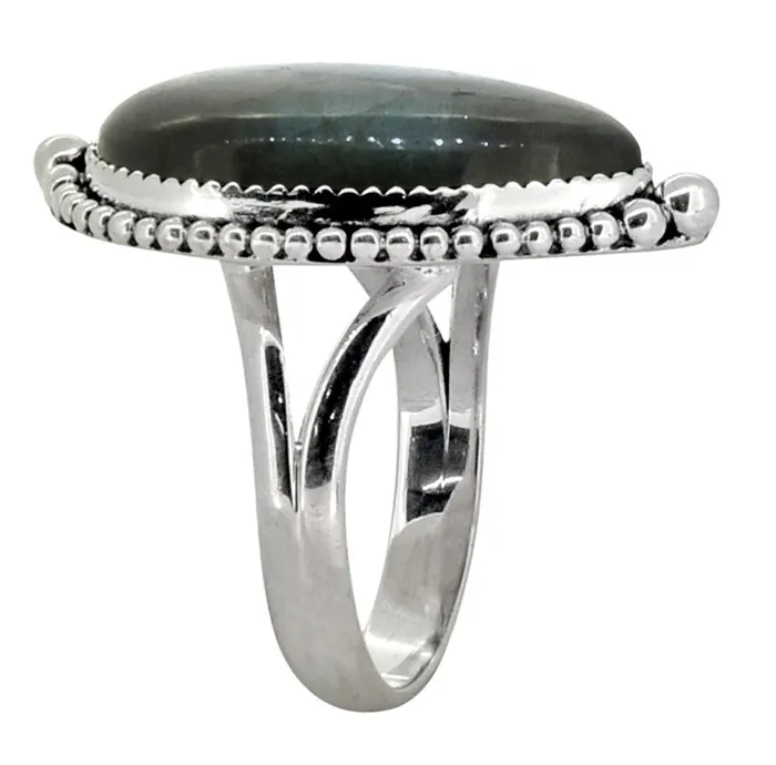 YoTreasure Blue Fire Labradorite Solid 925 Sterling Silver Teardrop Ring Rings