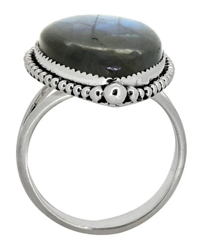 YoTreasure Blue Fire Labradorite Solid 925 Sterling Silver Teardrop Ring Rings