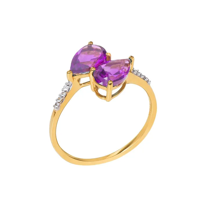 YoTreasure Rings 174 Ct Amethyst White Sapphire 10kt Yellow Gold Engagement Ring Jewelry YoTreasure Rings 174 Ct Amethyst White Sapphire 10kt Yellow Gold Engagement Ring Jewelry