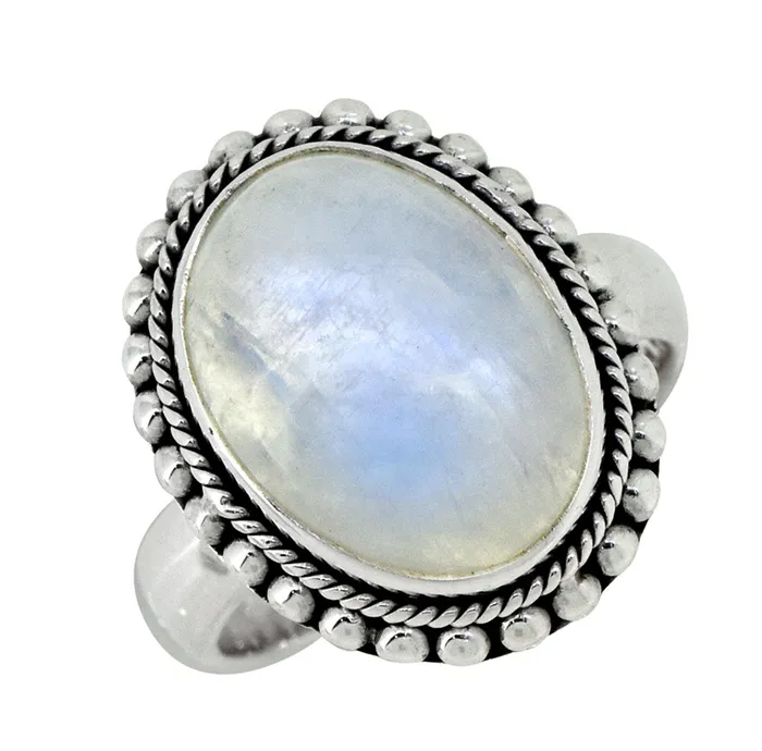 YoTreasure Rings 12x16 MM Rainbow Moonstone Solid 925 Sterling Silver Designer Ring