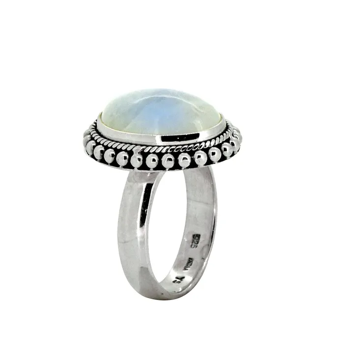 YoTreasure Rings 12x16 MM Rainbow Moonstone Solid 925 Sterling Silver Designer Ring
