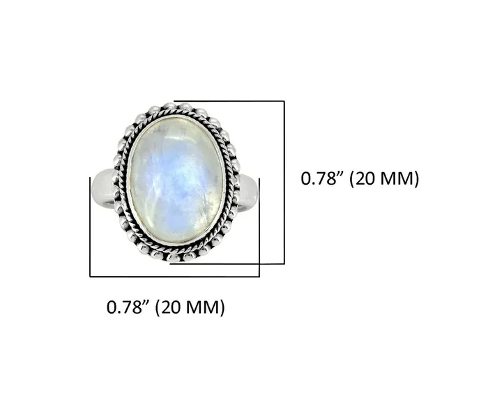 YoTreasure Rings 12x16 MM Rainbow Moonstone Solid 925 Sterling Silver Designer Ring