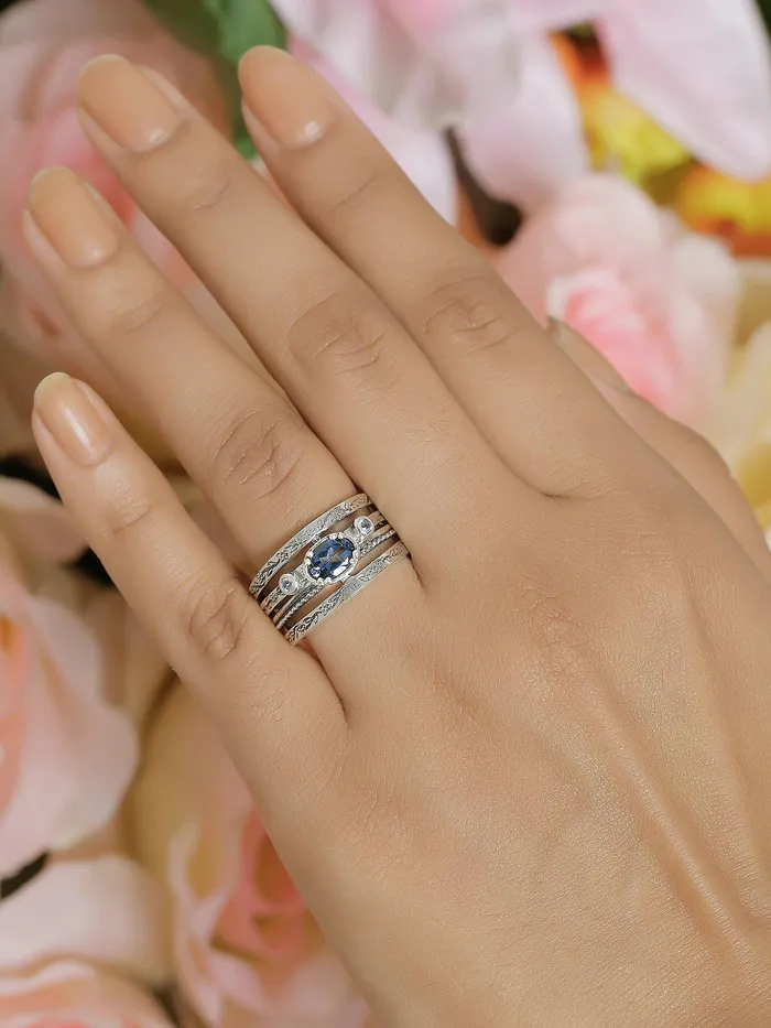 YoTreasure Rings London Blue Topaz Solid 925 Sterling Silver Designer Ring Jewelry
