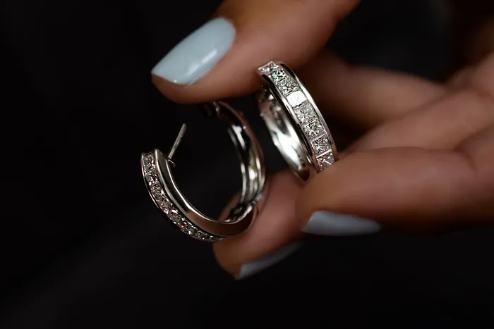 342 ctw Princess Cut Diamond Hoops 18k crown Jewels and Coin Rings