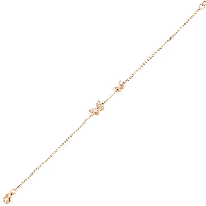 Bracelets Izakov Diamonds Fine Jewelry 14K Gold Micro Pave Diamond Butterfly Duo Bracelet