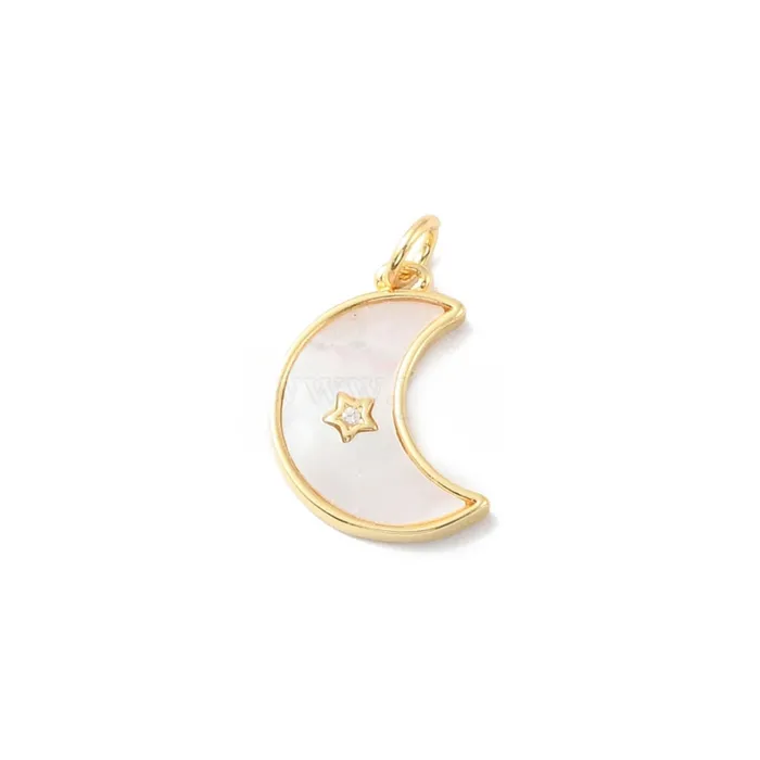 Charm Necklaces pau jewelry White shell moon charm