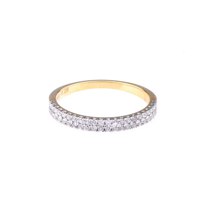 Diamond Double cigar ring in 14k Yellow Gold Vivien Frank Designs Rings