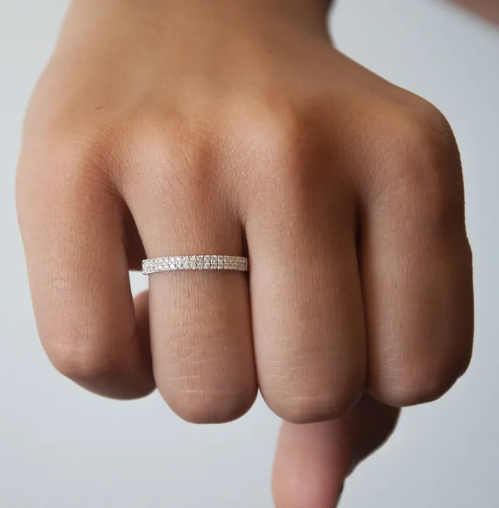 Diamond Double cigar ring in 14k Yellow Gold Vivien Frank Designs Rings