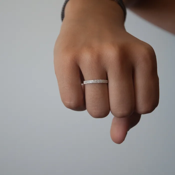 Diamond Double cigar ring in 14k Yellow Gold Vivien Frank Designs Rings