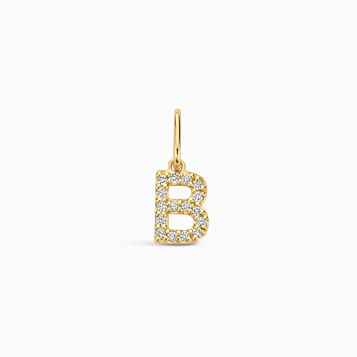 Eline Rosina Charm Necklaces Diamond Initial Charm