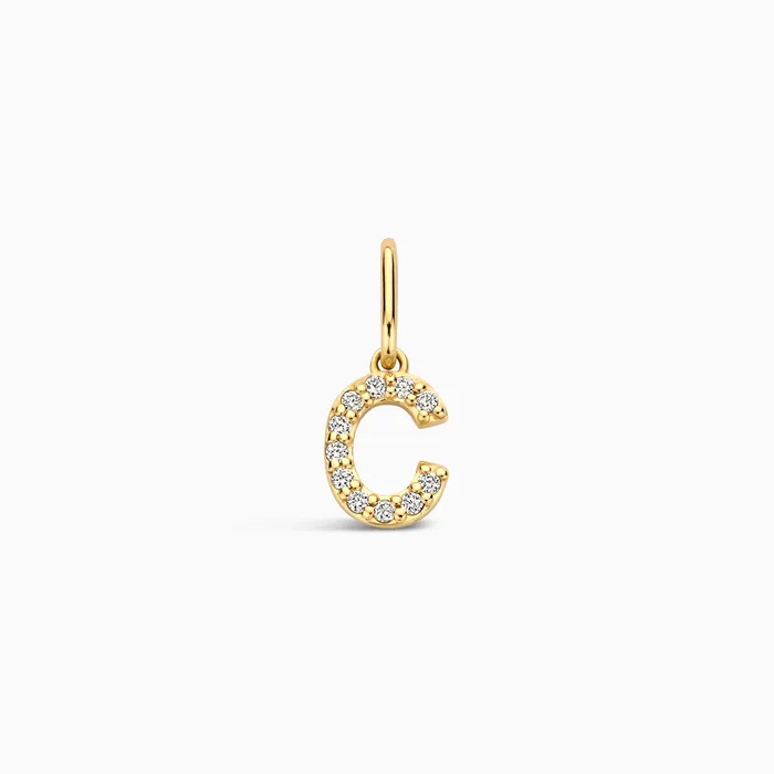 Eline Rosina Charm Necklaces Diamond Initial Charm
