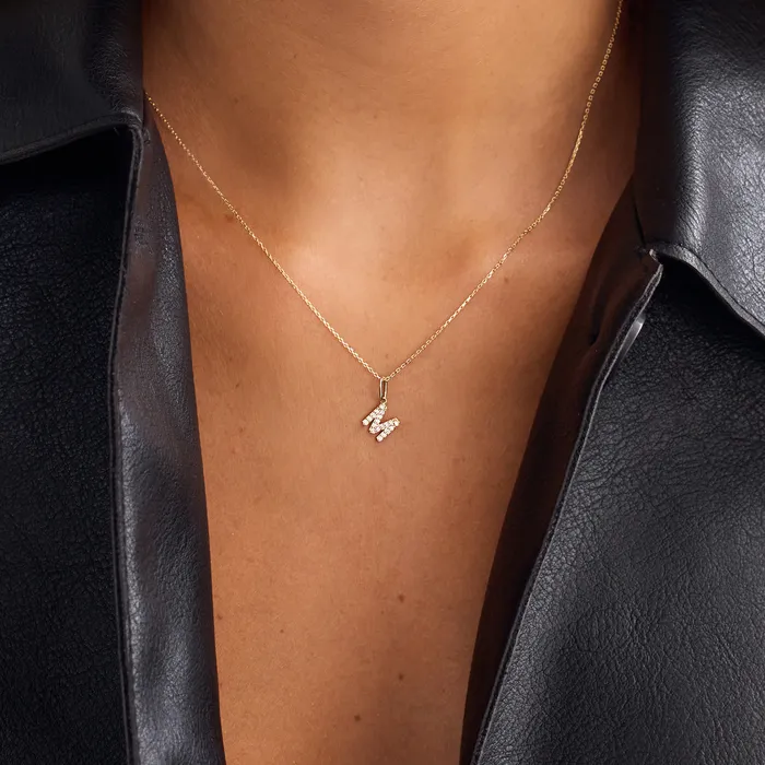 Eline Rosina Charm Necklaces Diamond Initial Charm