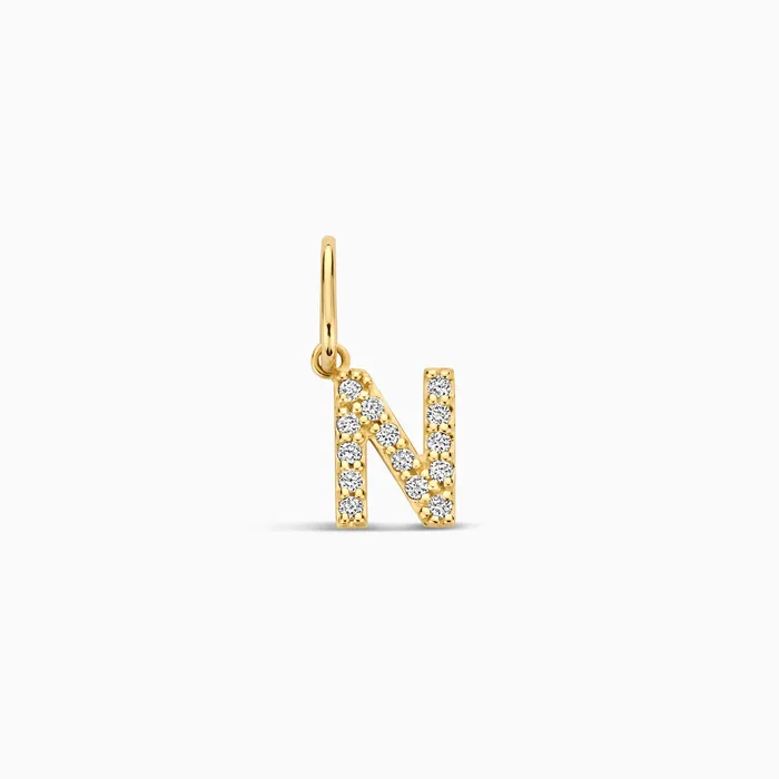 Eline Rosina Charm Necklaces Diamond Initial Charm