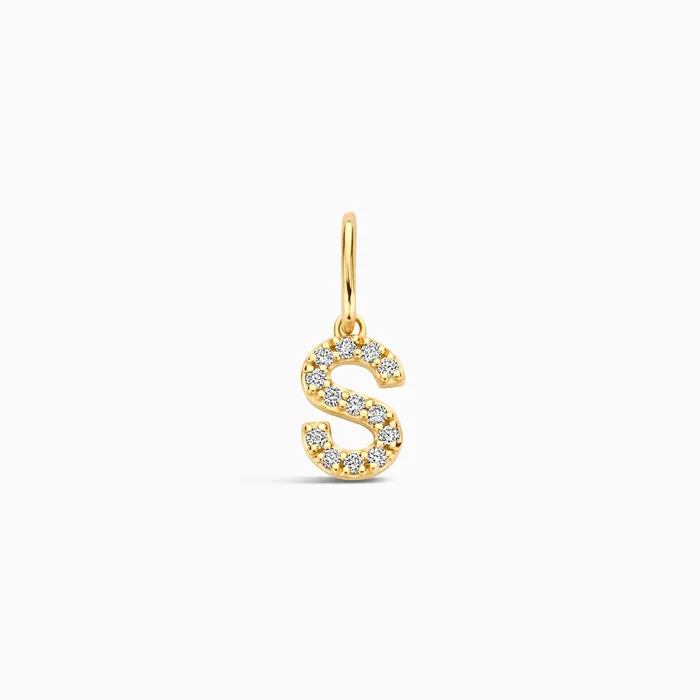 Eline Rosina Charm Necklaces Diamond Initial Charm