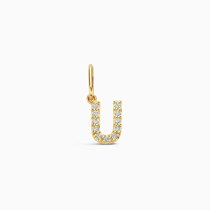 Eline Rosina Charm Necklaces Diamond Initial Charm
