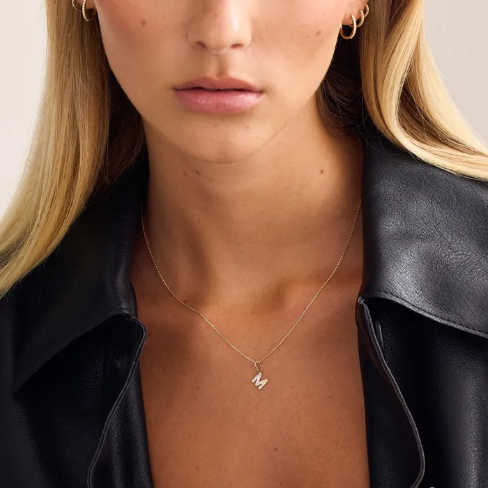Eline Rosina Charm Necklaces Diamond Initial Charm