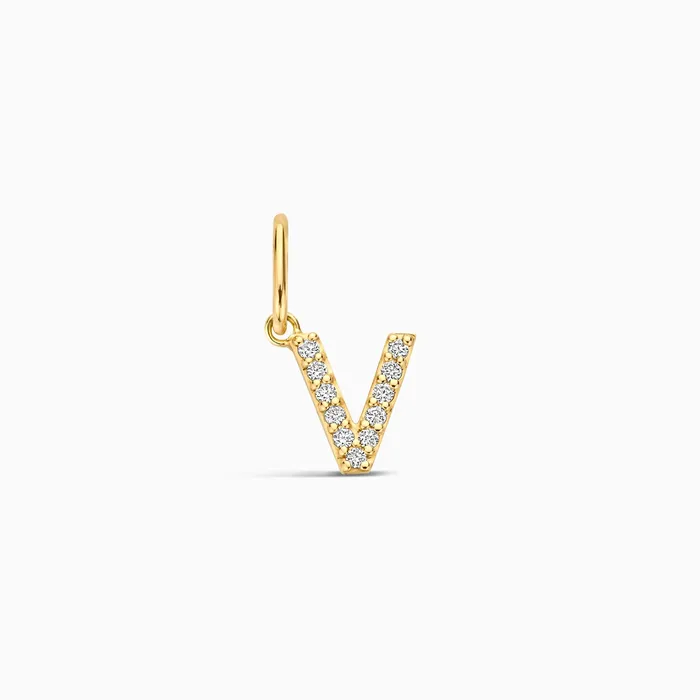 Eline Rosina Charm Necklaces Diamond Initial Charm
