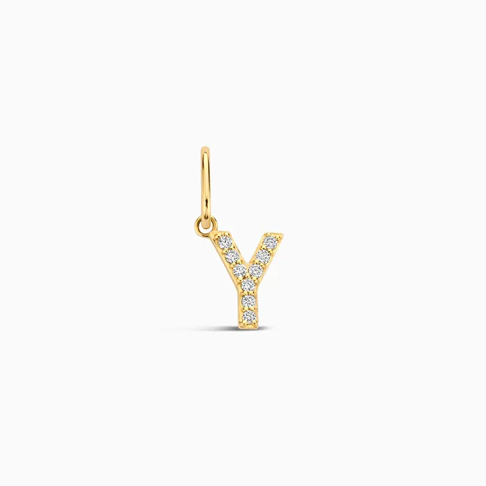 Eline Rosina Charm Necklaces Diamond Initial Charm