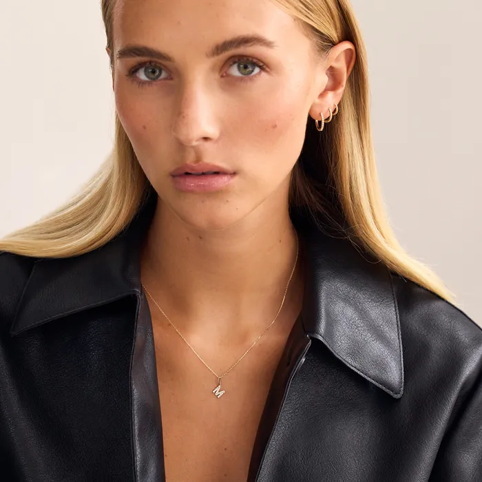 Eline Rosina Charm Necklaces Diamond Initial Charm