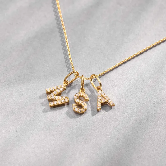Eline Rosina Charm Necklaces Diamond Initial Charm