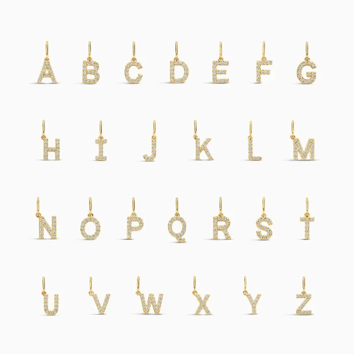 Eline Rosina Charm Necklaces Diamond Initial Charm