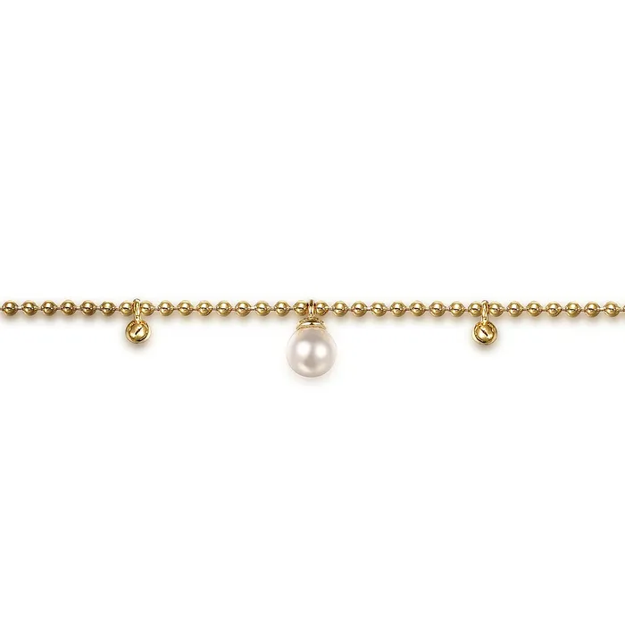 Gabriel 14K Yellow Gold 7 Freshwater Pearls Fancy Link Bracelet GABRIEL CO Bracelets Gabriel 14K Yellow Gold 7 Freshwater Pearls Fancy Link Bracelet GABRIEL CO Bracelets