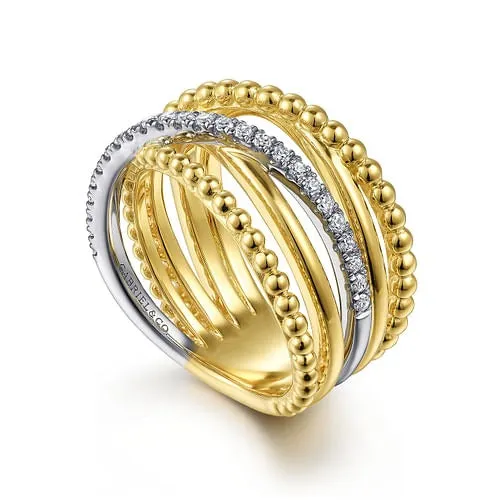 GABRIEL CO Rings Gabriel 14K White Yellow Gold 024ctw Bujukan Diamond Fashion Ring