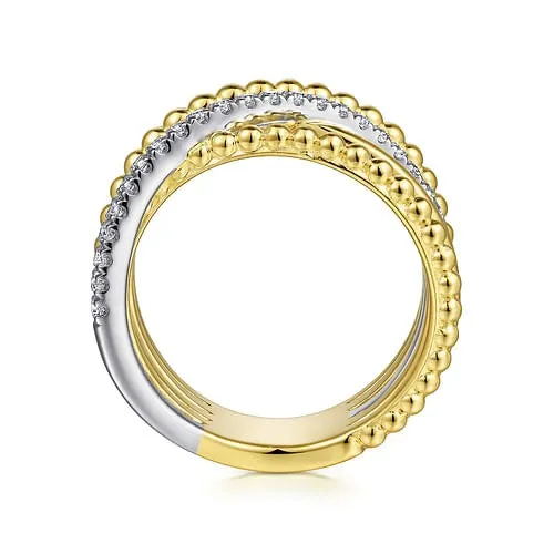 GABRIEL CO Rings Gabriel 14K White Yellow Gold 024ctw Bujukan Diamond Fashion Ring