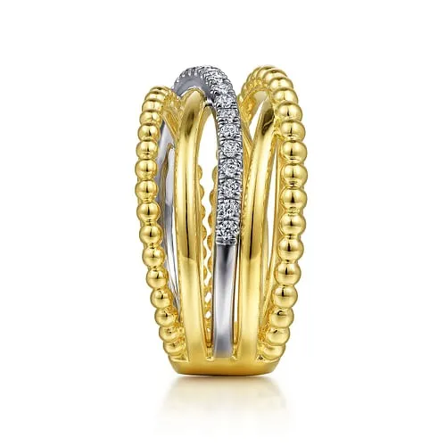 GABRIEL CO Rings Gabriel 14K White Yellow Gold 024ctw Bujukan Diamond Fashion Ring