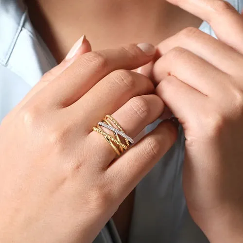 GABRIEL CO Rings Gabriel 14K White Yellow Gold 024ctw Bujukan Diamond Fashion Ring