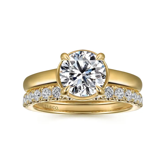GABRIEL CO Rings Gabriel 14K Yellow Gold 015ctw 4 Prong Style Diamond SemiMount Engagement Ring