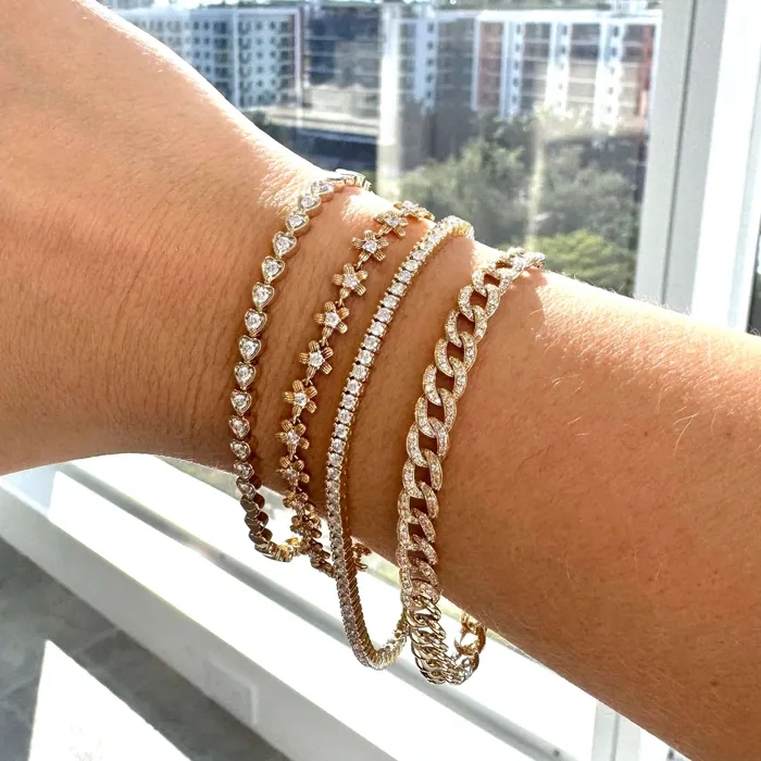Izakov Diamonds Fine Jewelry Bracelets 14K Gold Diamond Accented Flowers Bracelet