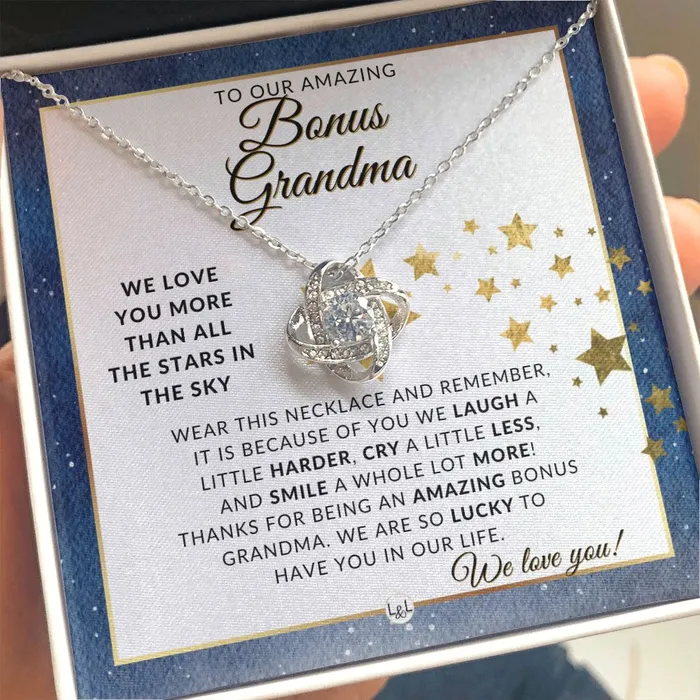 Our Bonus Grandma Gift Meaningful Necklace Great For Mothers Day Christmas Her Birthday Or As An Encouragement Gift ShineOn Fulfillment Necklaces