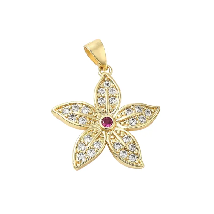 pau jewelry Charm Necklaces Sparkly flower charm