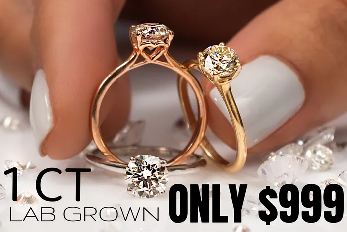Rings 1 carat Lab Grown Diamond Solitaire Ring Crown Jewels Coin