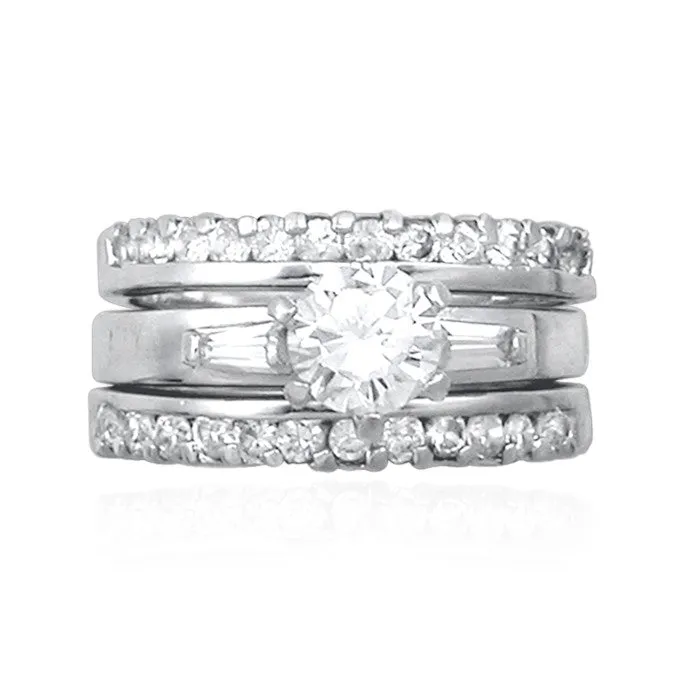 Rings RSZ1100 Cubic Zirconia 3 Ring Engagement Set Teeda