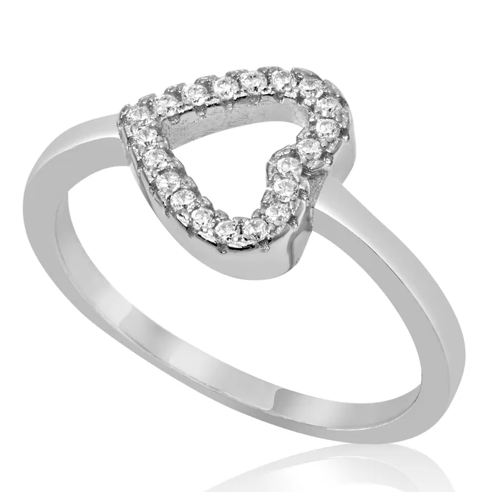 Rings Teeda RZ1665 Sideways Open Heart CZ Ring