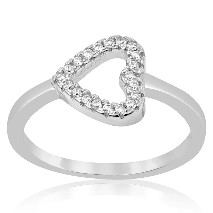 Rings Teeda RZ1665 Sideways Open Heart CZ Ring