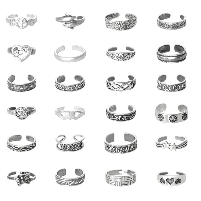 Rings Teeda TRA024 Toe Ring Assortment 24 Pieces