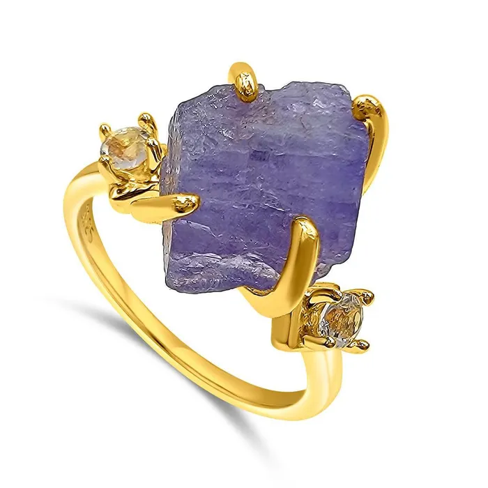 Rings Uniquelan Jewelry Raw Tanzanite Stone Ring