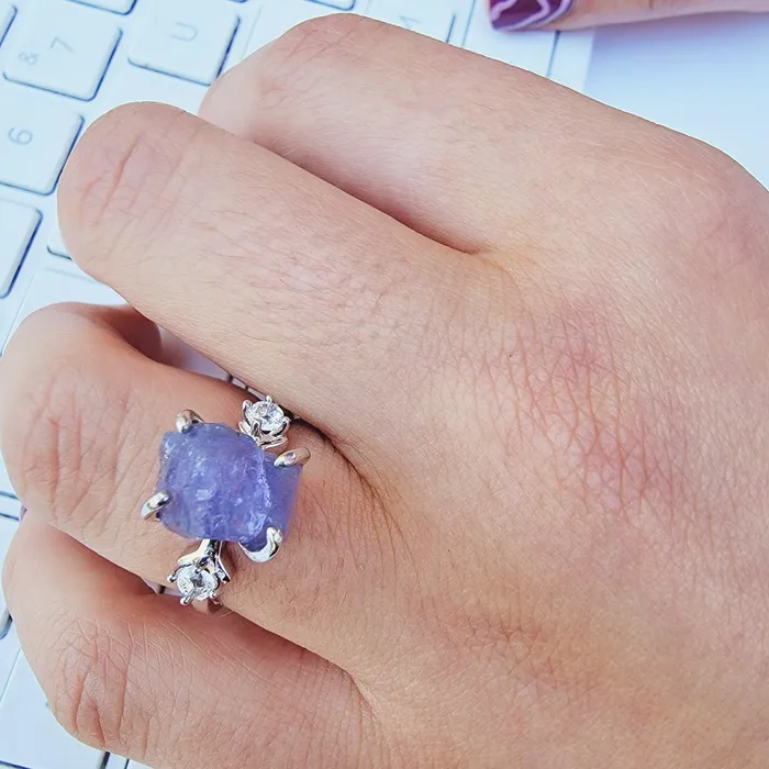 Rings Uniquelan Jewelry Raw Tanzanite Stone Ring