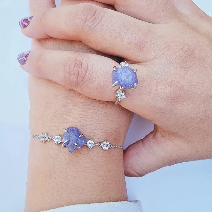 Rings Uniquelan Jewelry Raw Tanzanite Stone Ring