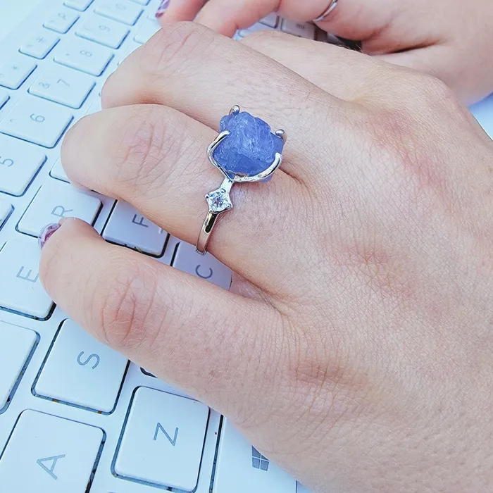 Rings Uniquelan Jewelry Raw Tanzanite Stone Ring