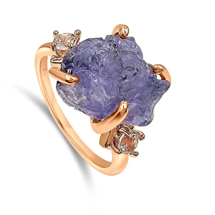 Rings Uniquelan Jewelry Raw Tanzanite Stone Ring