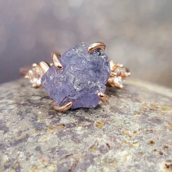 Rings Uniquelan Jewelry Raw Tanzanite Stone Ring