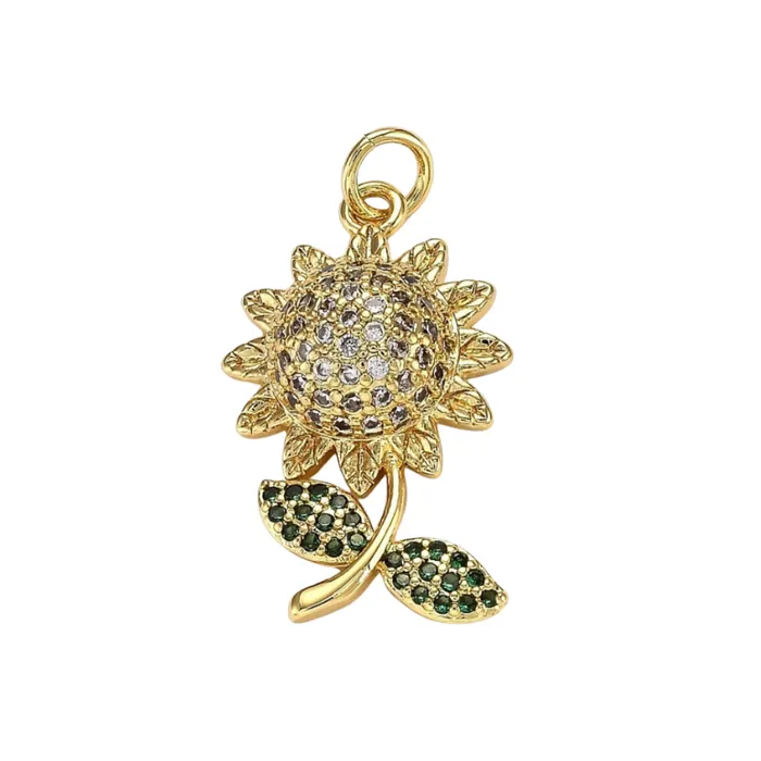 Sparkly sunflower charm pau jewelry Charm Necklaces