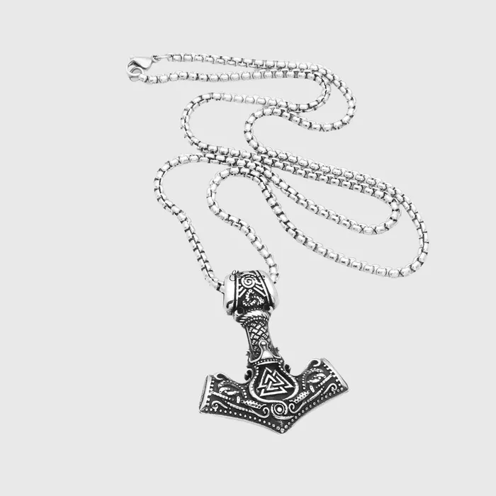 Stainless Steel Thors Hammer Pendant Glitters Necklaces